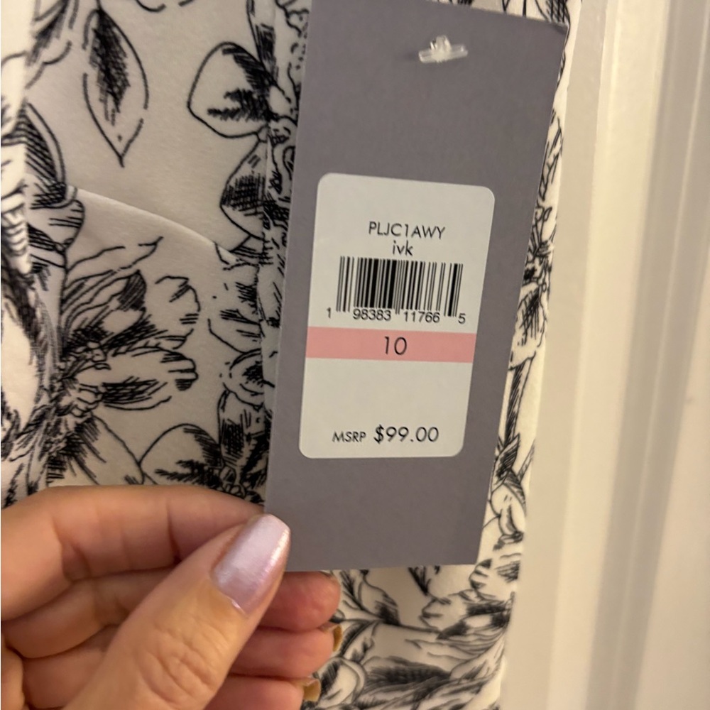 Marc New York Sleeveless Black & White Floral Midi Dresssz 10 NWT - Picture 8 of 11